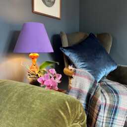 Purple Velvet Empire Lampshade, Berry Coolie Shade - thumbnail 1