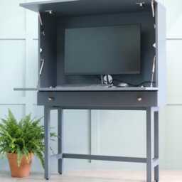 Modern Secretary Desk - Dual Opening Fold Away Mid Century Inspired Workspace With Drawer, Seattle - thumbnail 2