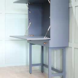 Modern Secretary Desk - Dual Opening Fold Away Mid Century Inspired Workspace With Drawer, Seattle - thumbnail 4