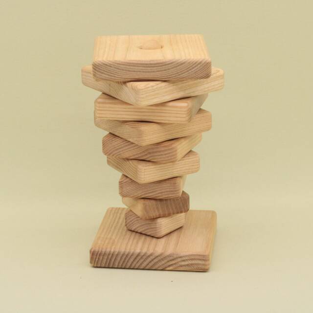 Handmade Wooden Stacking Pyramid Toy, Montessori Waldorf Baby Gift - image 1