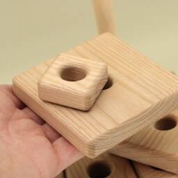 Handmade Wooden Stacking Pyramid Toy, Montessori Waldorf Baby Gift - thumbnail 3