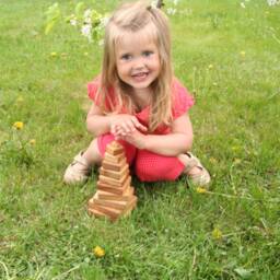 Handmade Wooden Stacking Pyramid Toy, Montessori Waldorf Baby Gift - thumbnail 2