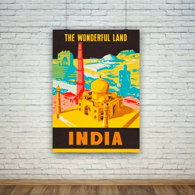 "Vintage India Travel Poster ""The Wonderful Land" - image 1