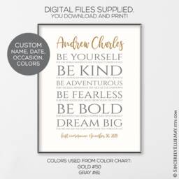 First Communion Boy Gift, Personalized Christening, Baptism, Dedication Typography Wall Art - Inspirational Gifts You Print 40448 - thumbnail 1