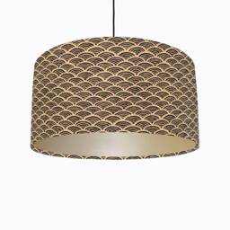 Blue & Beige Kasuri Waves Lampshade With Champagne Lining Lightshade - thumbnail 1