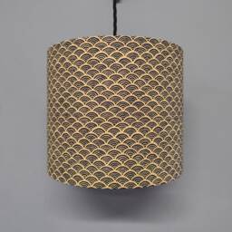 Blue & Beige Kasuri Waves Lampshade With Champagne Lining Lightshade - thumbnail 2
