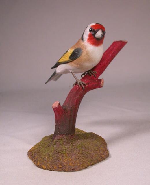 European Goldfinch Hand Carved Wooden Bird - image 1