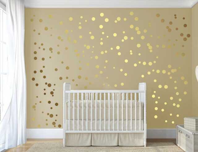 Gold Polka Dot Wall Stickers Stick On Wall Art Vinyl Decal Circles Set For Baby Nursery Bydecalisland-Sd 092 - image 1