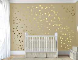Gold Polka Dot Wall Stickers Stick On Wall Art Vinyl Decal Circles Set For Baby Nursery Bydecalisland-Sd 092 - thumbnail 1