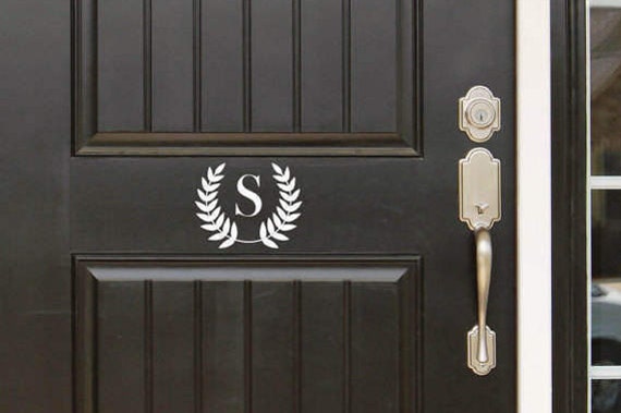 Custom Monogram Initial - Family Name Olive Branch Front Door - Entryway Or Wall Vinyl Decal Sticker - Great Gift Idea/Home Decor - image 1