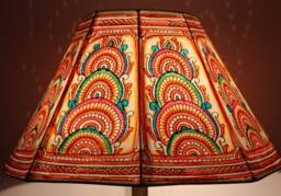 Multicolor Mandala Design -Handmade Leather-Large Lampshade - thumbnail 1