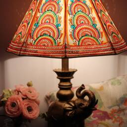Multicolor Mandala Design -Handmade Leather-Large Lampshade - thumbnail 4