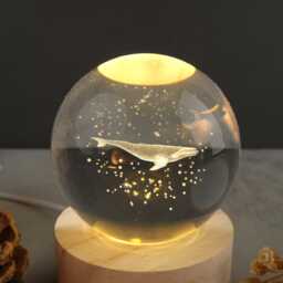 Crystal Ball Desk Lamp, 3D Night, Custom Jellyfish Night Light, Bedroom Decor Anniversary Gifts - thumbnail 2