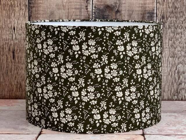 Liberty Lampshade Bottle Green Fabric Handmade Ceiling Or Table Shades, 40cm 30cm 20cm - image 1