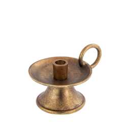 Taper Short Candle Holder Antique Brass - Handmade Aluminum Table Decor & Gifting - thumbnail 2