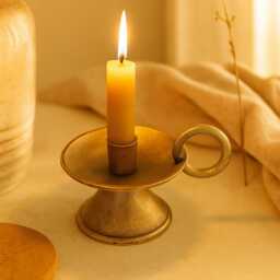 Taper Short Candle Holder Antique Brass - Handmade Aluminum Table Decor & Gifting