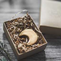 Gold Plated Ceramic Moon Christmas Ornament Young - thumbnail 4