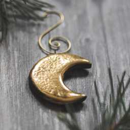 Gold Plated Ceramic Moon Christmas Ornament Young