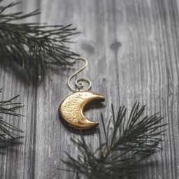 Gold Plated Ceramic Moon Christmas Ornament Young - thumbnail 3