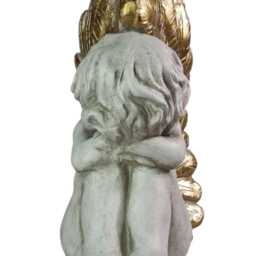 Sitting Cupid Cream With Gold Wings Angel Garden Decoration Home Gift Ornament - thumbnail 3