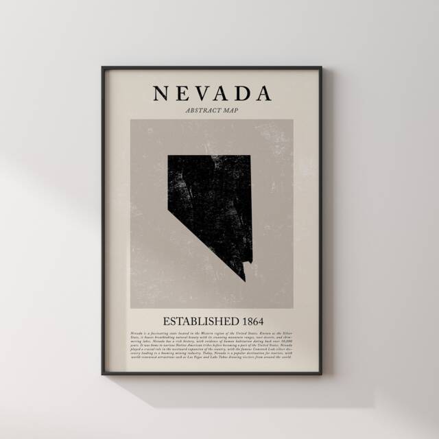 Abstract Nevada Map Vintage Wall Art Print Us State - United States Of America Usa Travel Poster - image 1
