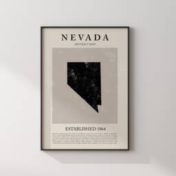 Abstract Nevada Map Vintage Wall Art Print Us State - United States Of America Usa Travel Poster - thumbnail 1