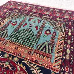 Handwoven Wool Prayer Rug Afghan Turkmen Small Area Rug - 4.5x3.2 Ft - thumbnail 4