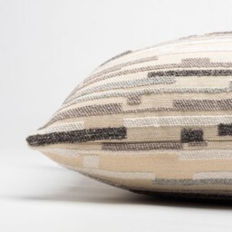 Fractal Geometric Boucle Cushion Cover. Modern Tactile Design in Natural Browns & Beiges. 17x17 - thumbnail 2