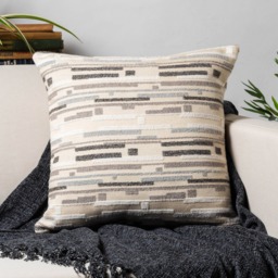 Fractal Geometric Boucle Cushion Cover. Modern Tactile Design in Natural Browns & Beiges. 17x17 - thumbnail 1