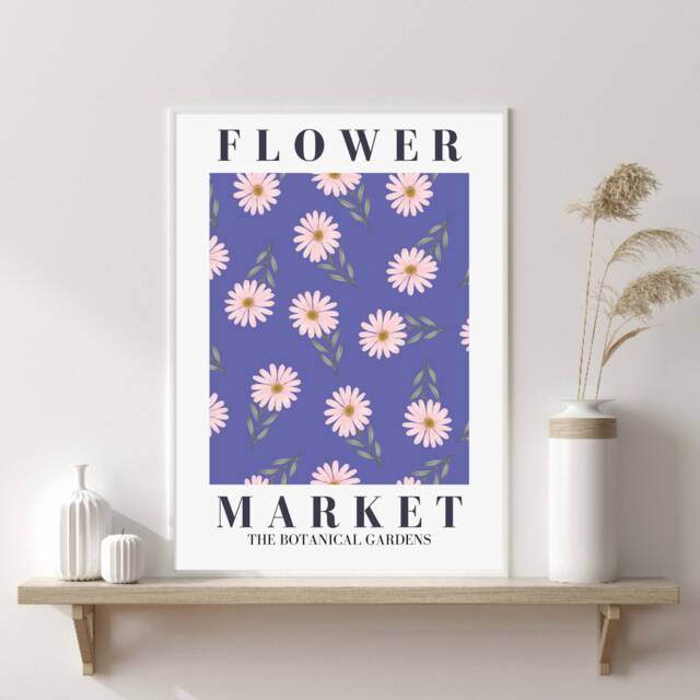 Flower Market Print, Botanical Floral Decor, Poster, Boho New Home Gift, Art, Decor - image 1