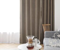 Pair Of Grey Brown Curtain Panels, Custom Curtains Custom Drapes, Linen Blend Curtains, Width Or Length - thumbnail 1