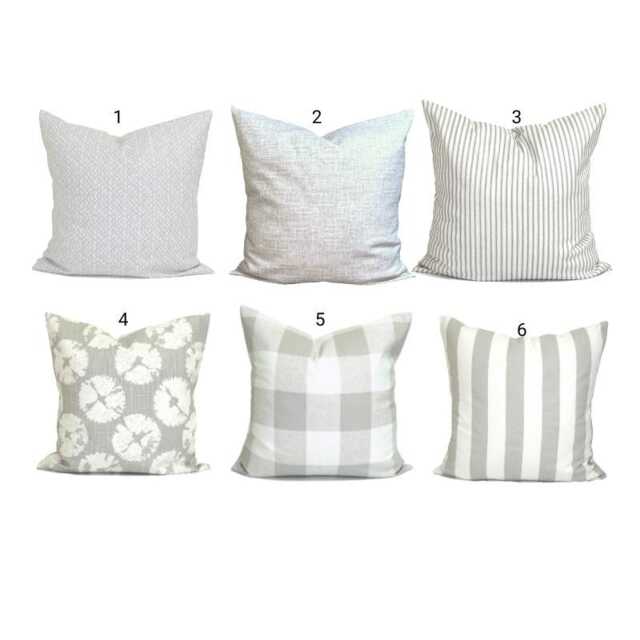 Gray Throw Pillow, Pillow Cover, Farmhouse Decor, Covers For 20x20, 18x18, 16x16 Inserts, All Sizes Incl Euro Shams - image 1
