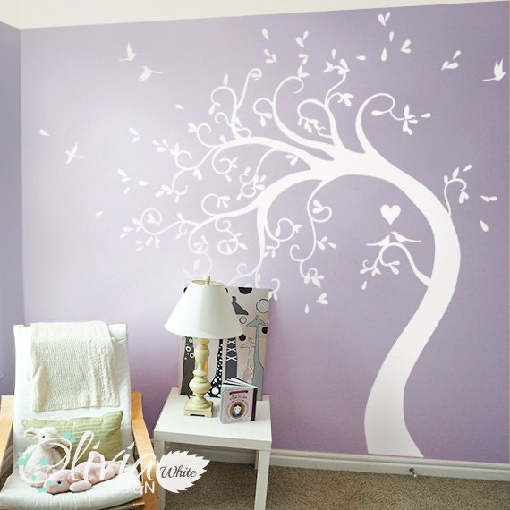 White Wall Tree Decals - Large White For Art On Decor Nt009 - image 1