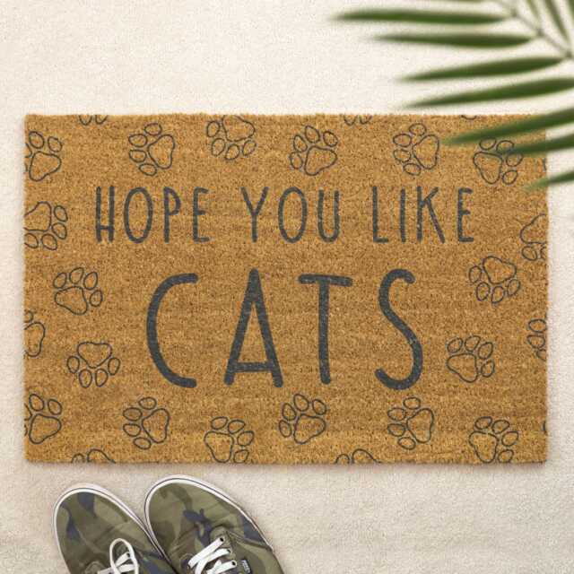 I Hope You Like Cats Doormat Funny Cat Lover Welcome Mat Pet Owner Door Natural Coir Entrance Housewarming Gift For Owners - image 1