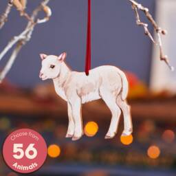 Wooden Lamb Christmas Hanging Decoration, Rustic, Farmhouse, Holiday Decor, Artisan Crafted - thumbnail 1