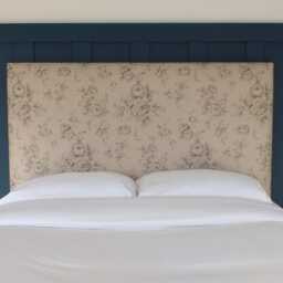 King Size Upholstered Headboard - Faded Roses Grey - thumbnail 3