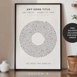 Modern Song Lyric Wall Print, Valentines Day Artist, Framed Custom, Any Song, Swifty, Anniversary #122 - thumbnail 3