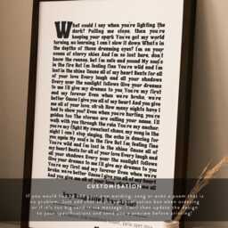 Modern Song Lyric Wall Print, Valentines Day Artist, Framed Custom, Any Song, Swifty, Anniversary #122 - thumbnail 2