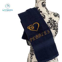 Dog Towels - Paws in Heart Personalised Face Cloth/Hand Towel Bath Embroidered Paw & Text - thumbnail 1