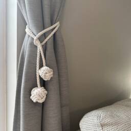 Macrame Curtain Tieback - Single , Marine, Nautica, Curtain Holder Holdback, Modern Window Treatment, 100% Cotton Decor, Mother's Day Gift - thumbnail 3