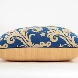 Blue & Gold Floral Damask Pillow Cover, Pindler Fabric - thumbnail 3