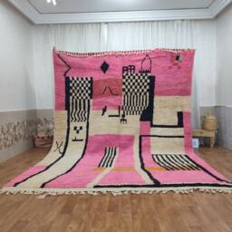 Custom Boujad Wool Rug - Authentic Moroccan Carpet, Abstract Bohemian Decor
