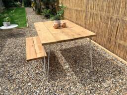 Outdoor Garden Dining Table & Bench. Hairpin Legs. Furniture. Rustic. Industrial Style