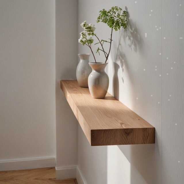 Floating Wall Shelf Made Of Wild Oak - Timeless Design With Integrated Bracket. Perfect For Pictures, Plants & Books - image 1