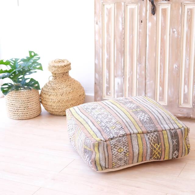 Moroccan Floor Cushion, Kilim Pouf, Cover - image 1