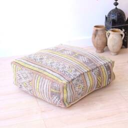 Moroccan Floor Cushion, Kilim Pouf, Cover - thumbnail 4