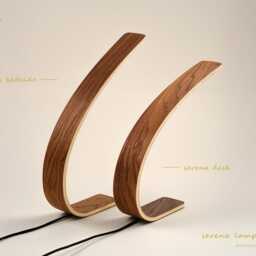 Customizable Wooden Desk Lamp, Table Small Bent Wood Office Modern Bedside Reading Hand-Crafted, Unusual Led Gift - thumbnail 2