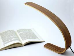 Customizable Wooden Desk Lamp, Table Small Bent Wood Office Modern Bedside Reading Hand-Crafted, Unusual Led Gift