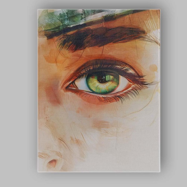 Emerald Green Human Eye Watercolour Abstract Portrait Canvas Wall Art Print Decor Picture Ready To Hang - image 1