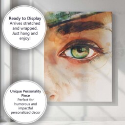 Emerald Green Human Eye Watercolour Abstract Portrait Canvas Wall Art Print Decor Picture Ready To Hang - thumbnail 3